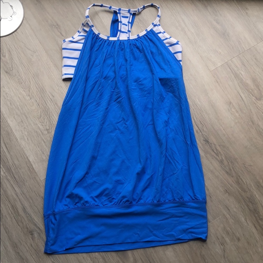 Blue lululemon tank with built in bra